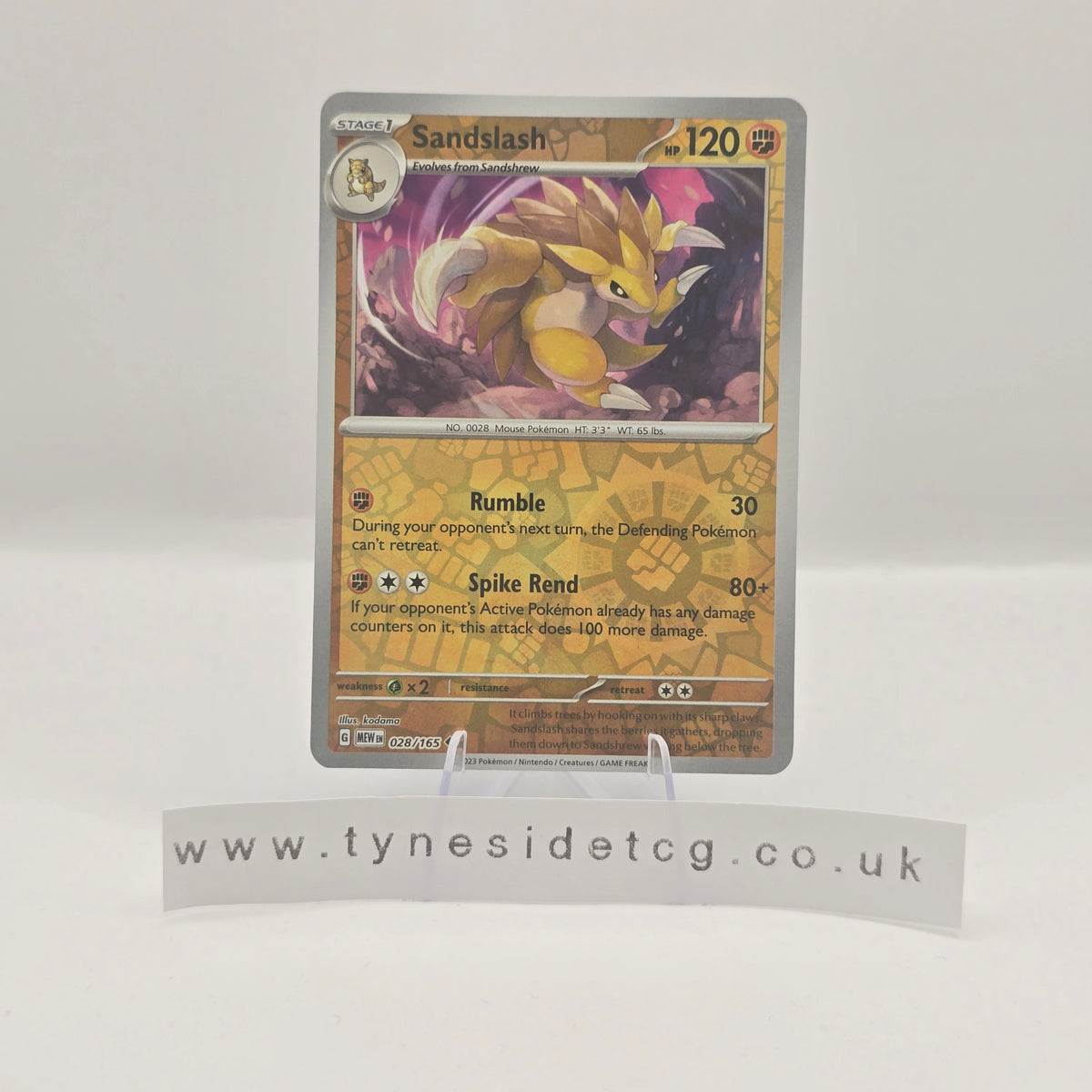 Sandslash (Reverse Holo) 028/165 - Scarlet & Violet 151 (English Single)