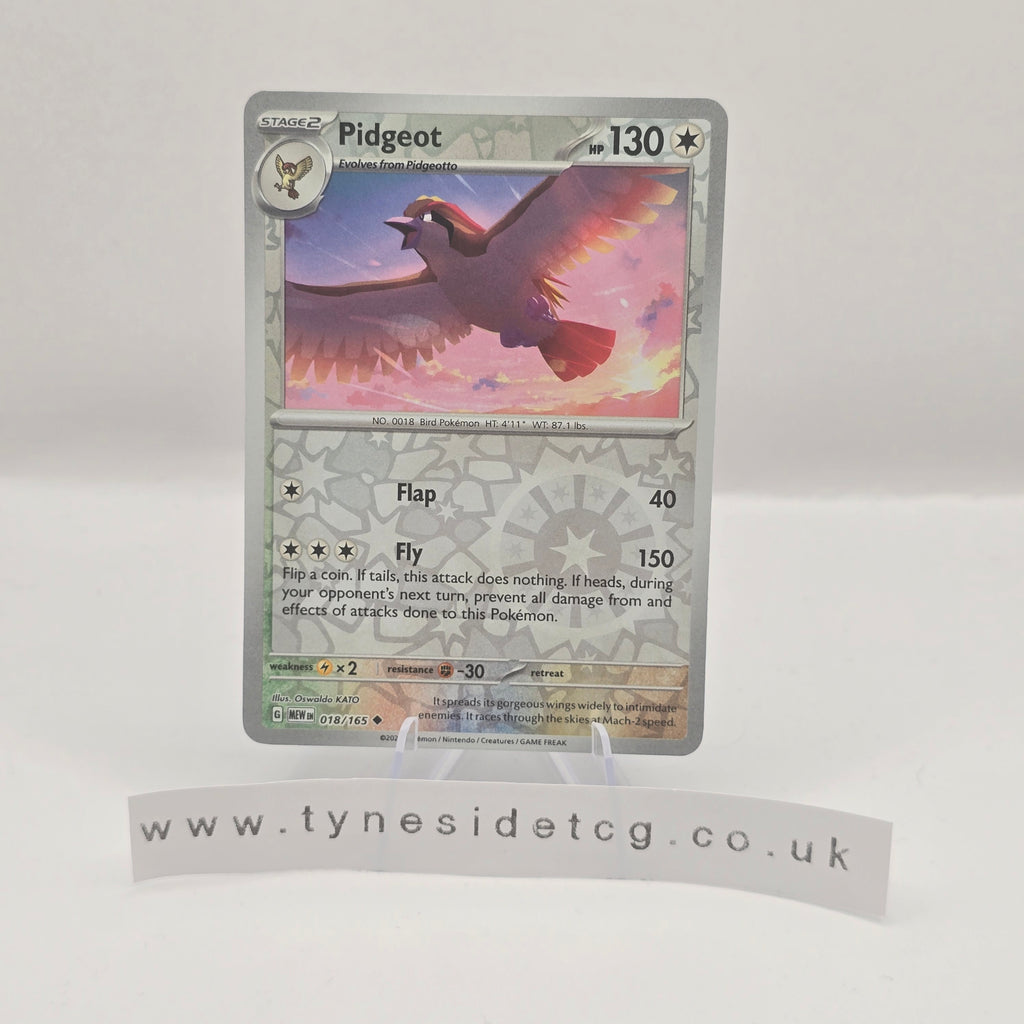 Pidgeot (Reverse Holo) 018/165 - Scarlet & Violet 151 (English Single)